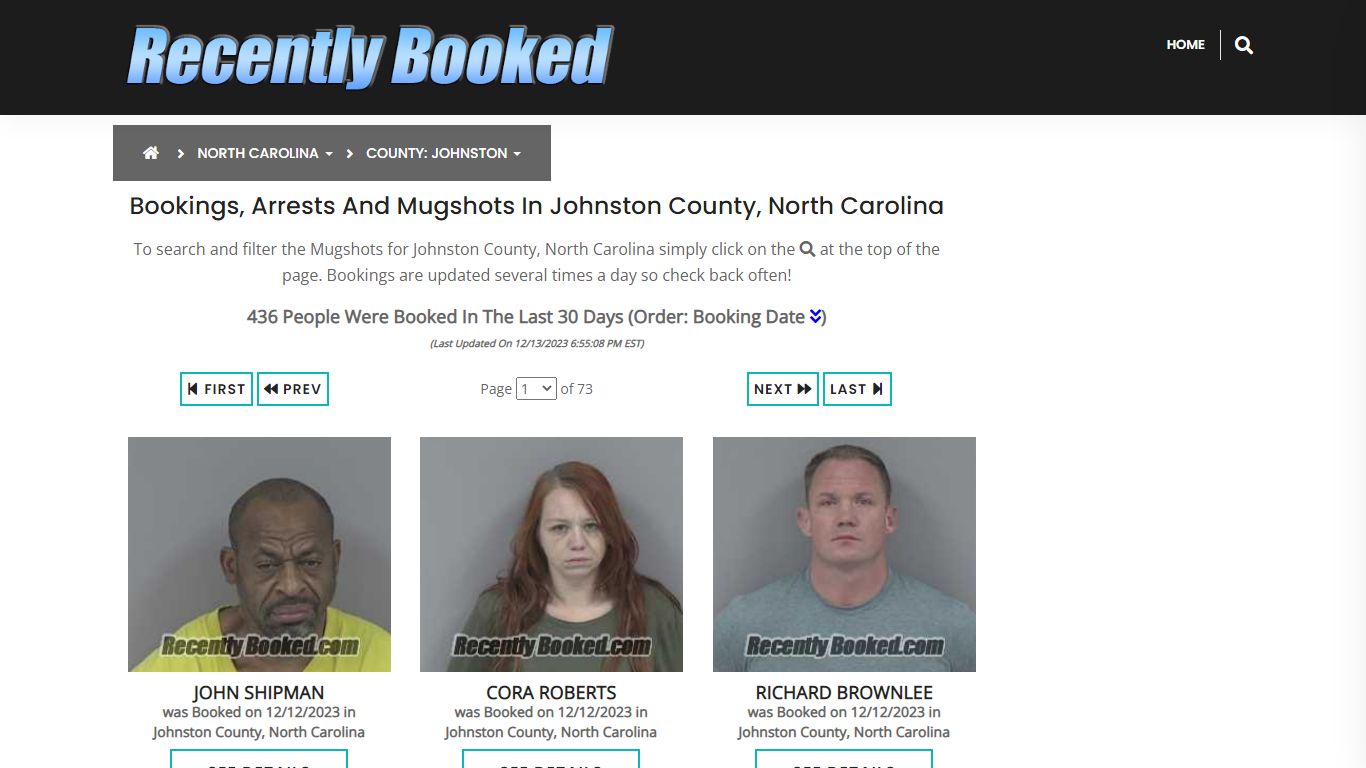 Bookings, Arrests and Mugshots in Johnston County, North Carolina